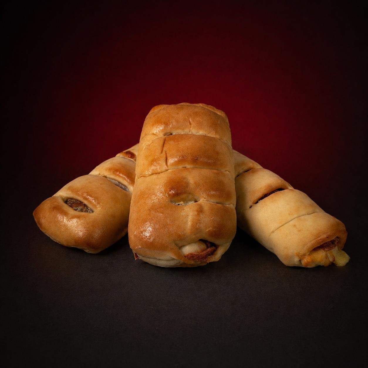 Galiffa's 6-inch pepperoni rolls in Mozzarella, Hot Pepper, and Mozzarella and Sausage varieties